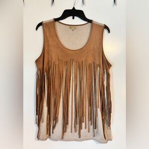 Democracy boho fringe sleeveless top size large